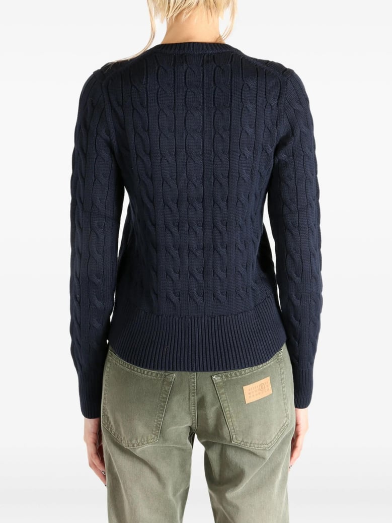 crew neck cardigan in cable-knit cotton by Selfnex