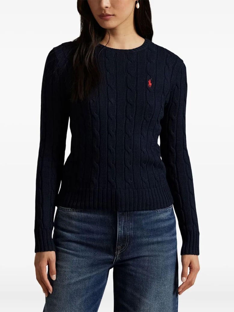crew neck sweater in cable knit cotton by Selfnex