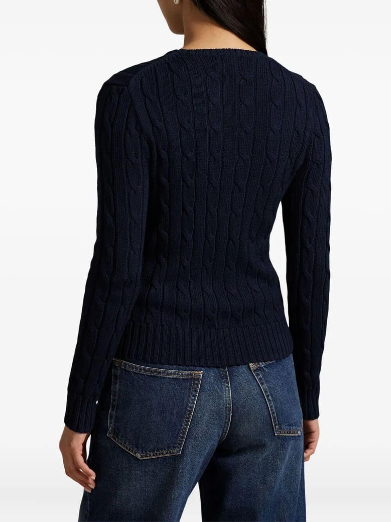 crew neck sweater in cable knit cotton by Selfnex