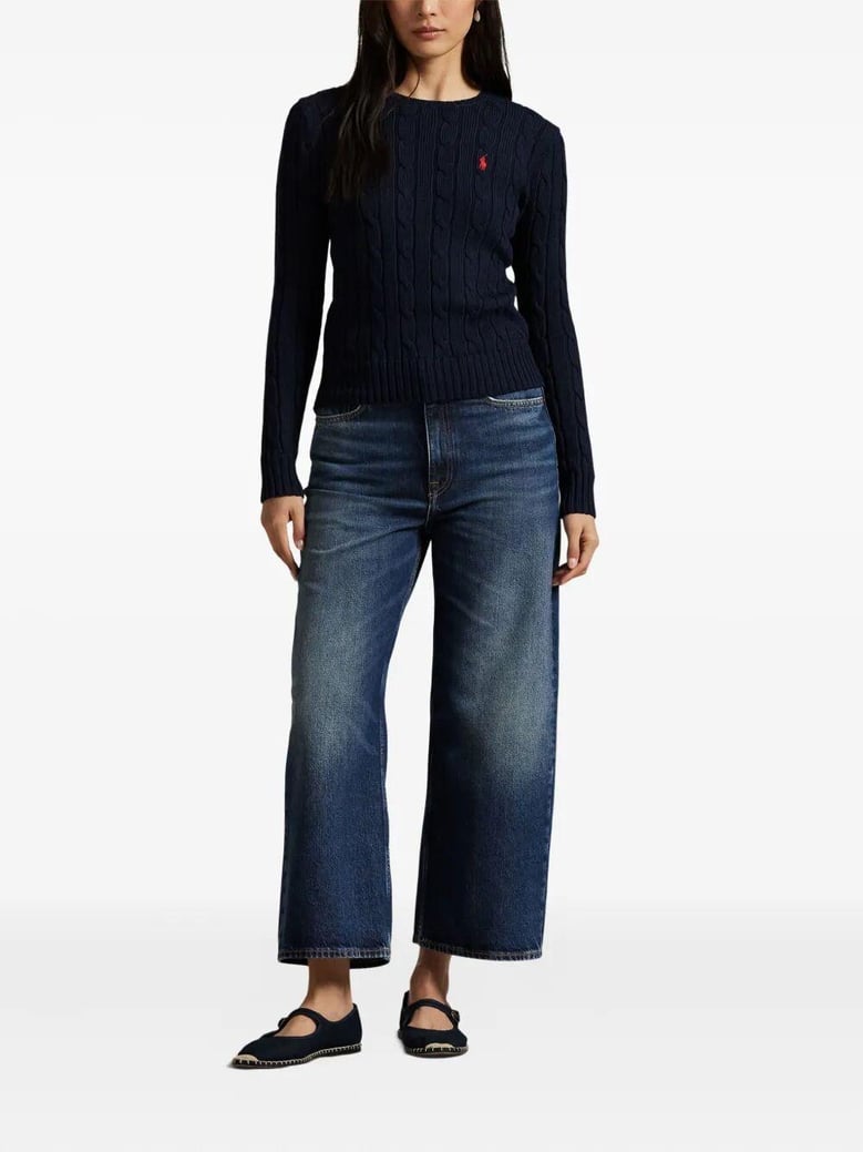 crew neck sweater in cable knit cotton by Selfnex