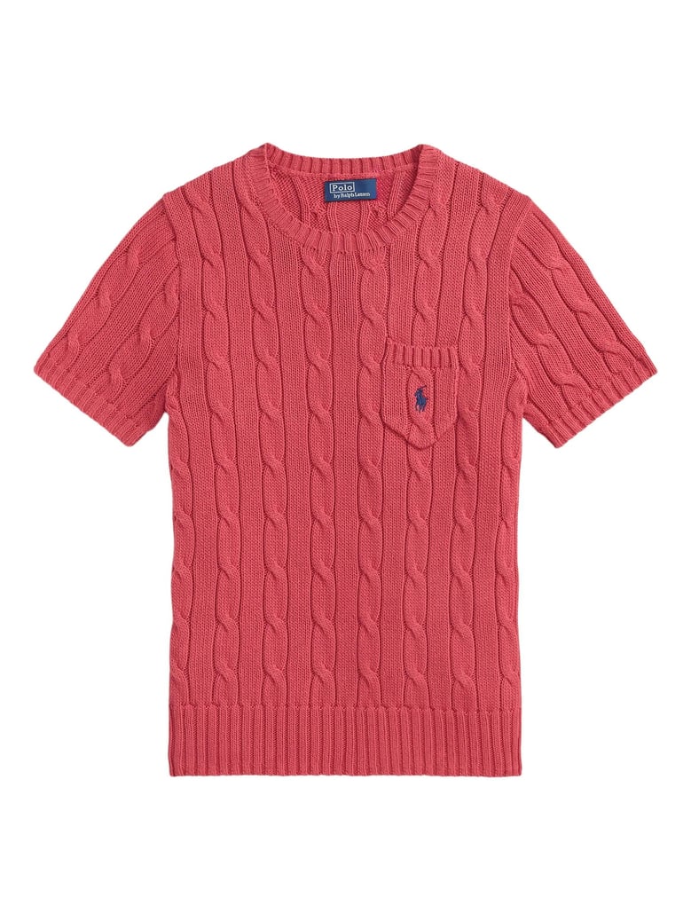 short-sleeved cable-knit sweater by Selfnex