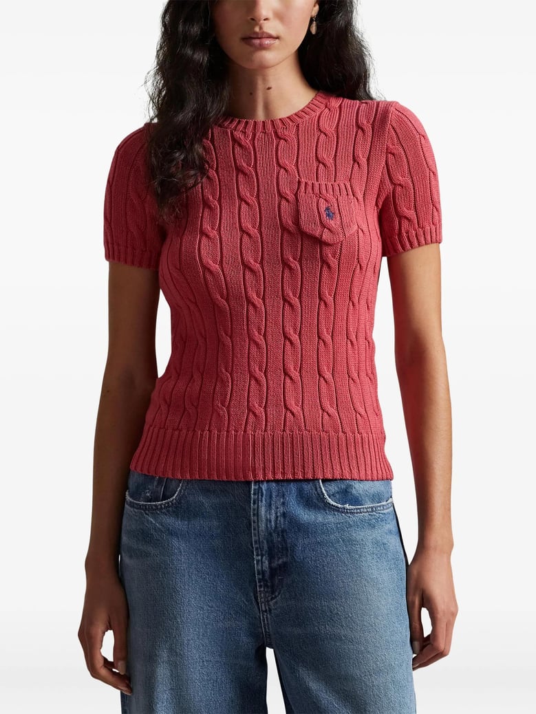 short-sleeved cable-knit sweater by Selfnex