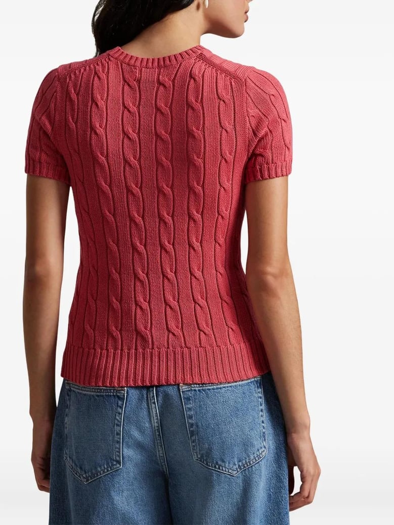 short-sleeved cable-knit sweater by Selfnex