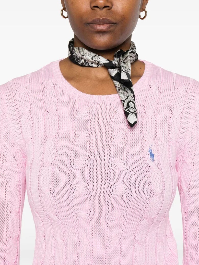 crew neck sweater in cable knit cotton by Selfnex
