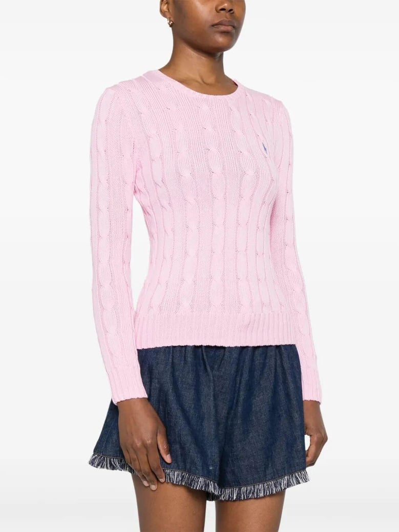 crew neck sweater in cable knit cotton by Selfnex