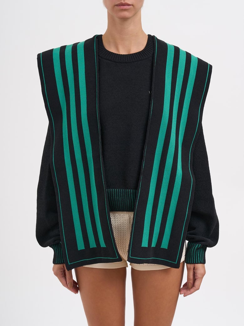 knit sweatshirt with scarf and hood by Selfnex