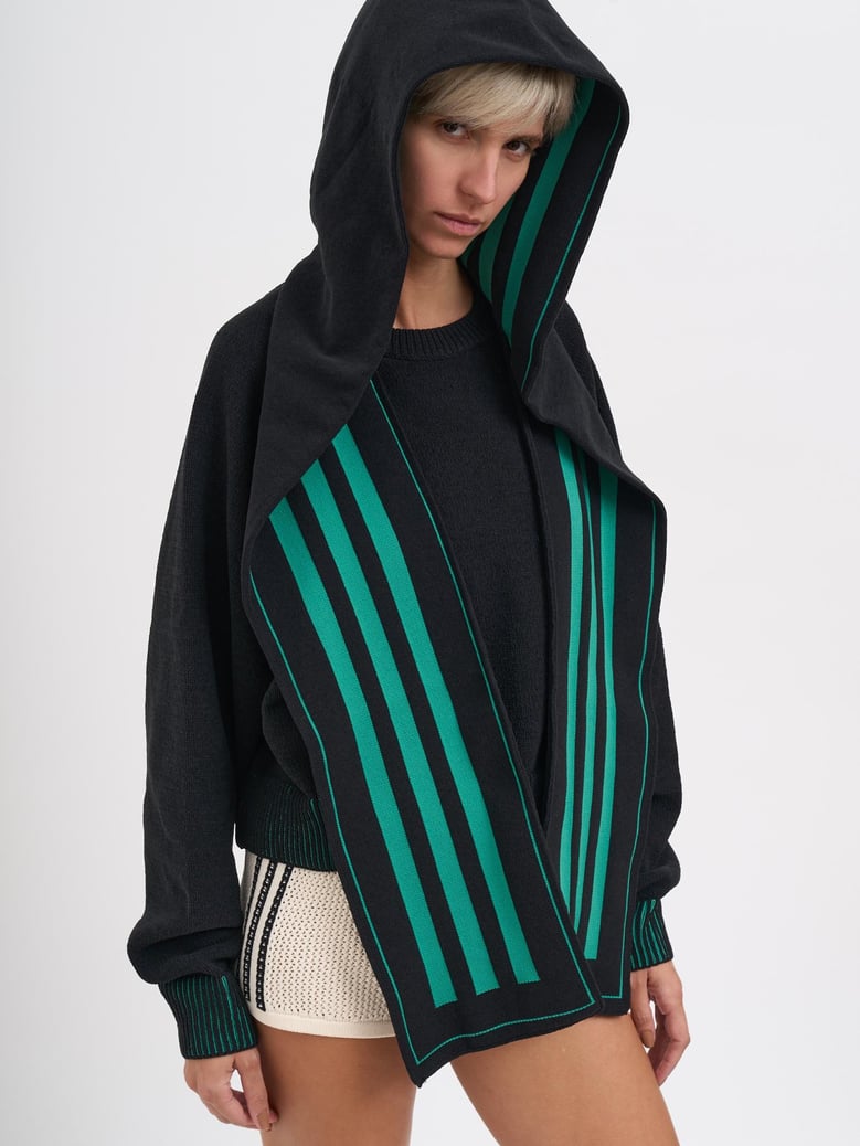 knit sweatshirt with scarf and hood by Selfnex