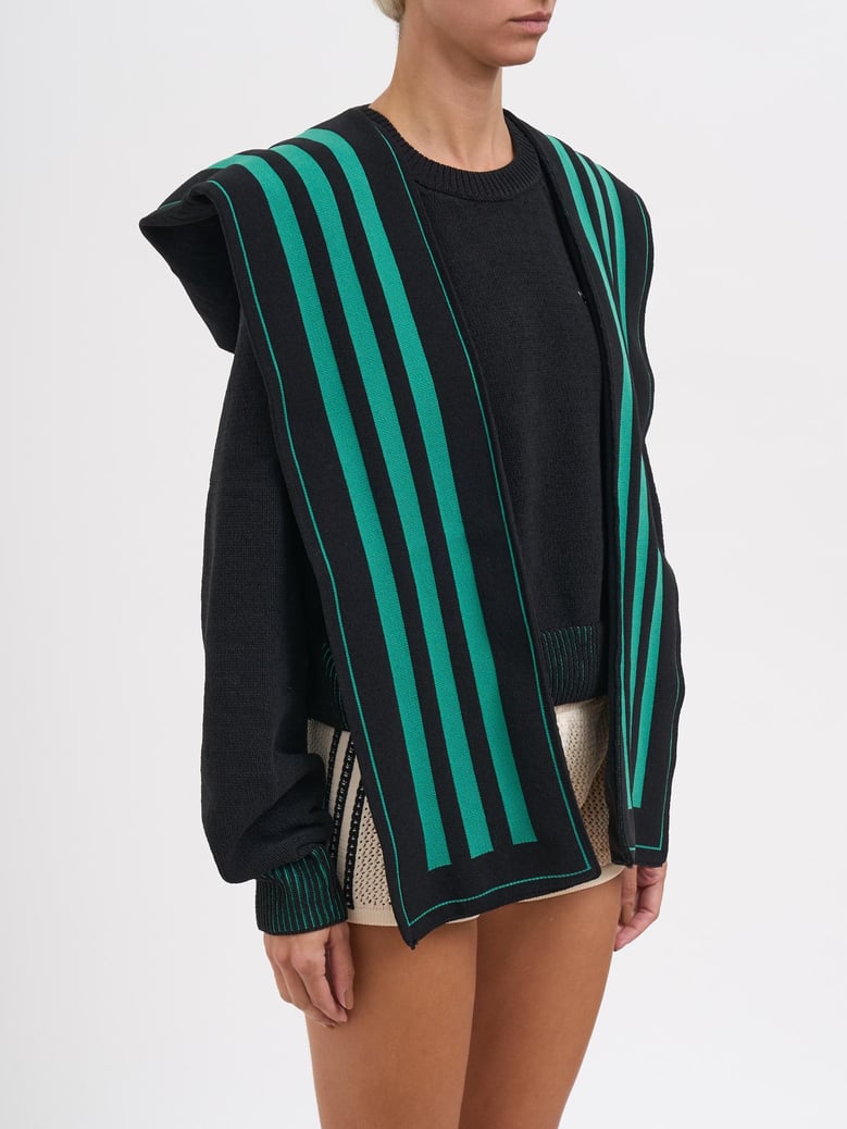 knit sweatshirt with scarf and hood by Selfnex