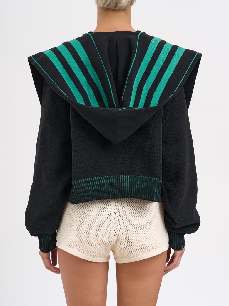 knit sweatshirt with scarf and hood by Selfnex