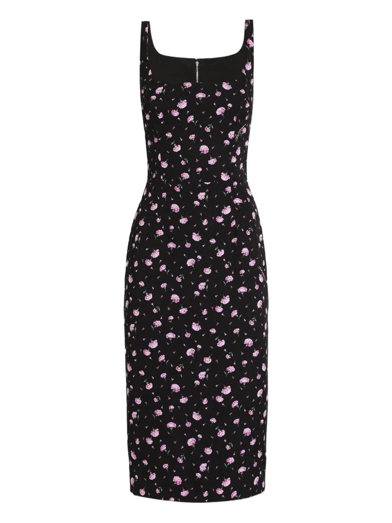 carnations-print sheath dress by Selfnex