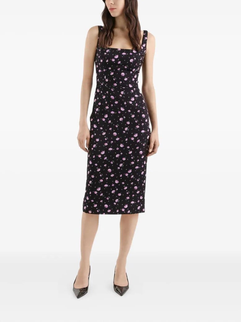 carnations-print sheath dress by Selfnex