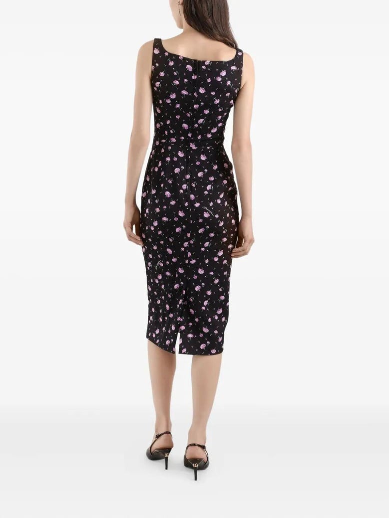 carnations-print sheath dress by Selfnex