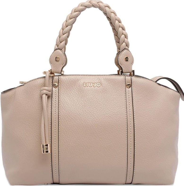 beige braided handle bag by Selfnex