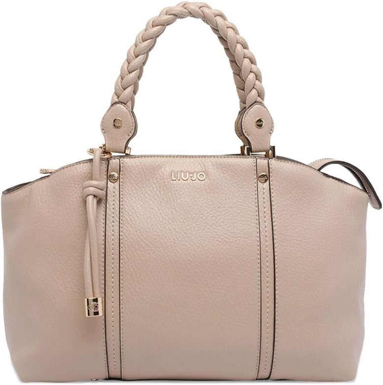 beige braided handle bag by Selfnex