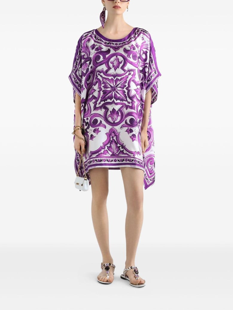 printed silk twill kaftan by Selfnex