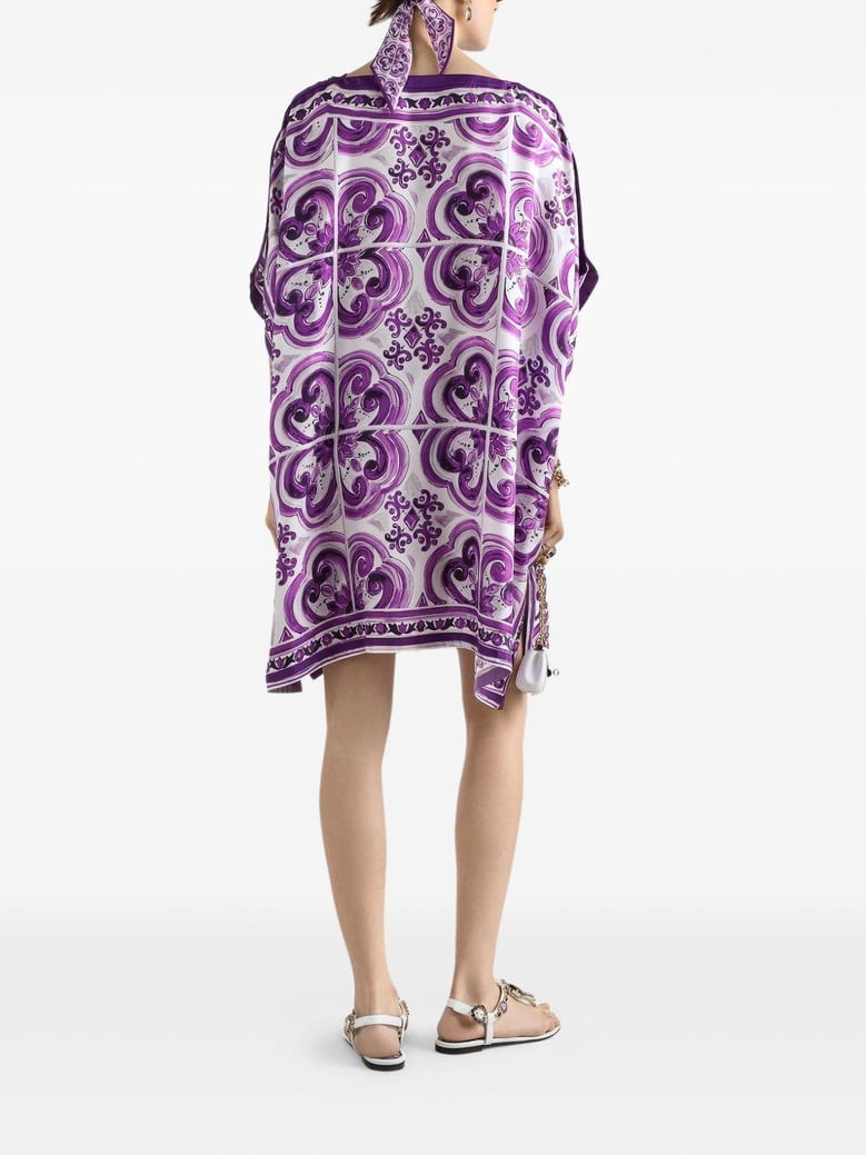 printed silk twill kaftan by Selfnex