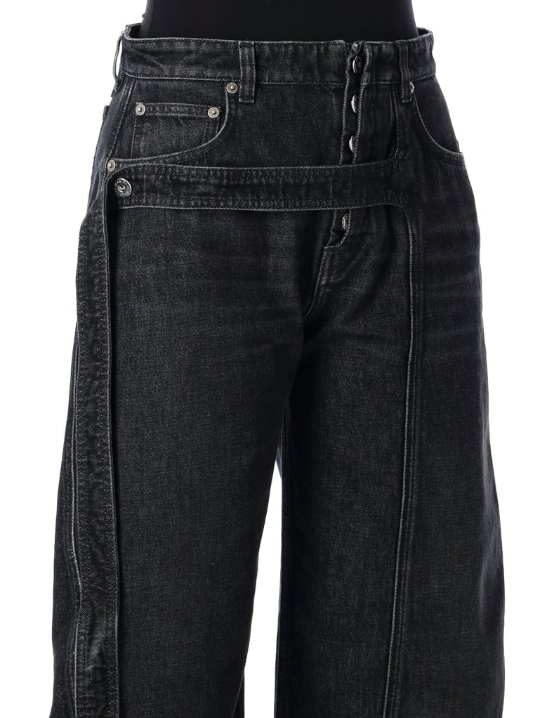 black denim strap loose-fit jeans jean paul gaultier by Selfnex