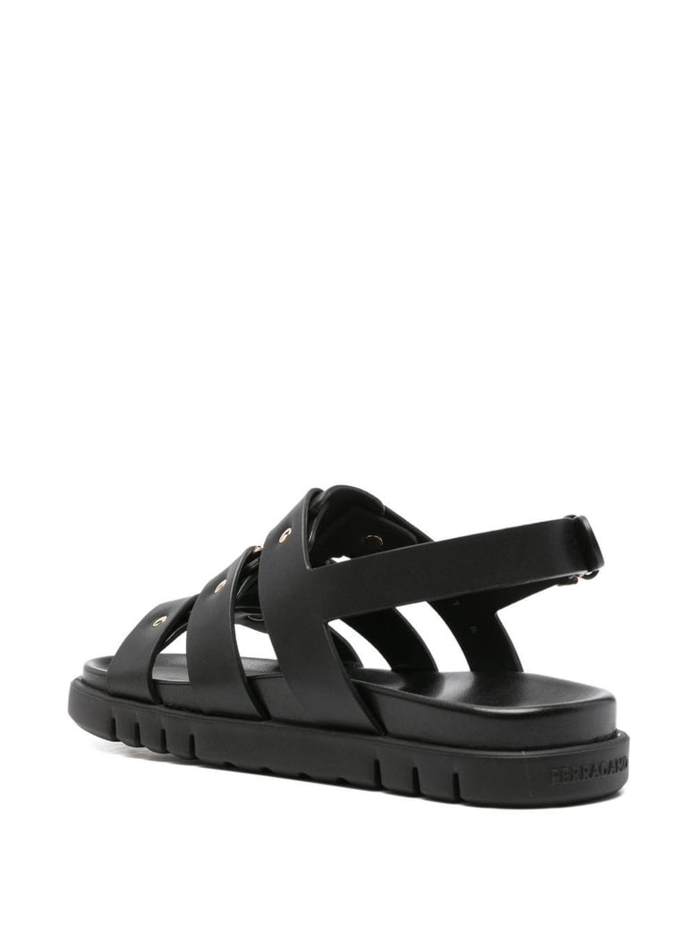 black buckle strappy heels by Selfnex