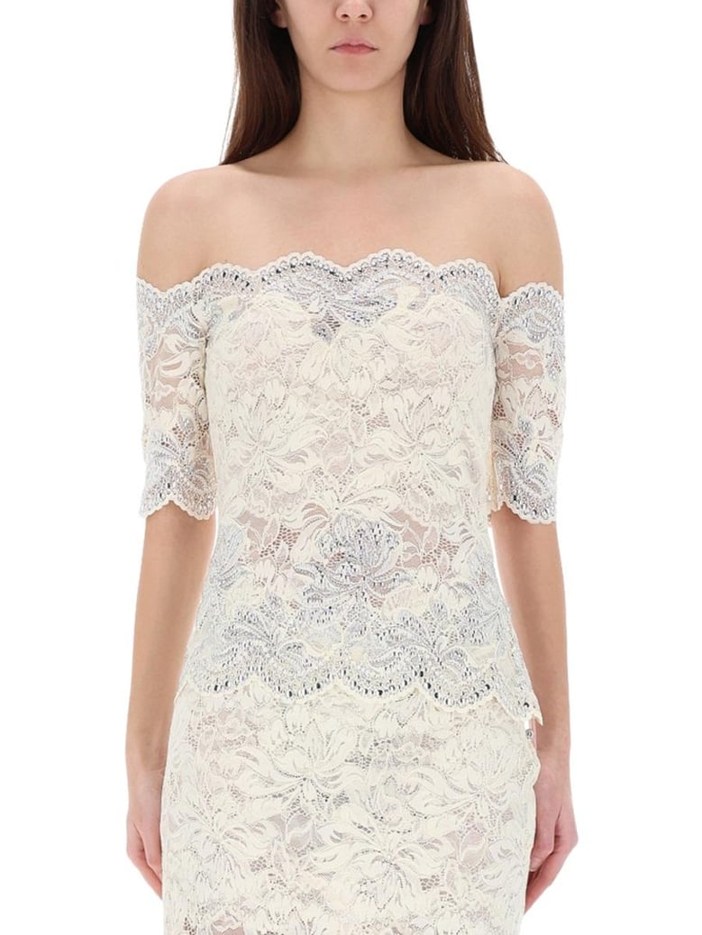ivory polyamide-elastane top by Selfnex