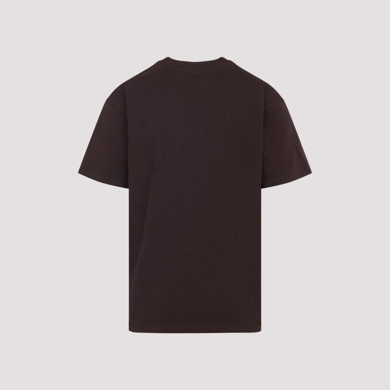 brown s/s american script cotton t-shirt by Selfnex