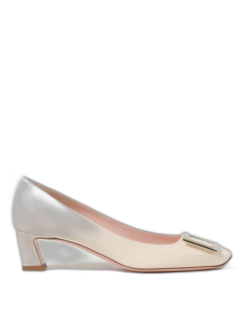 white trompette 45 leather pumps by Selfnex