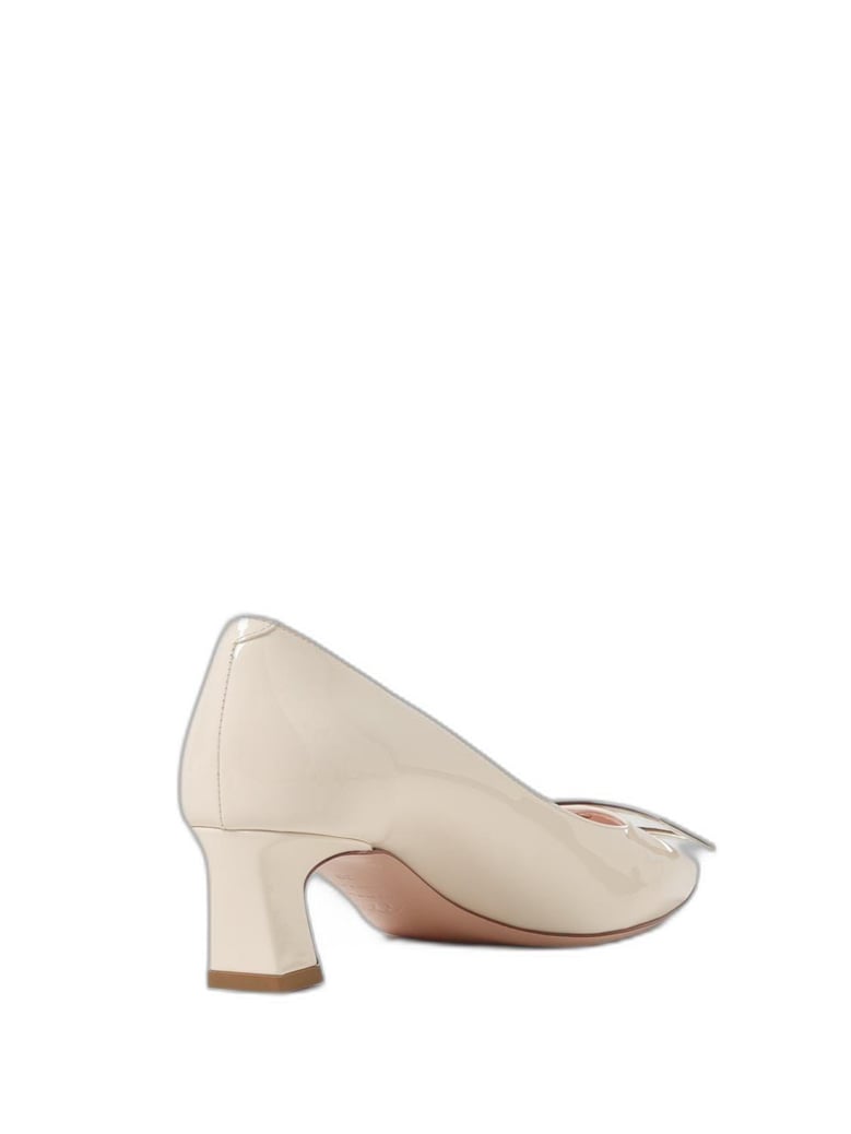 white trompette 45 leather pumps by Selfnex