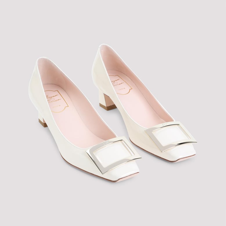 white trompette 45 leather pumps by Selfnex
