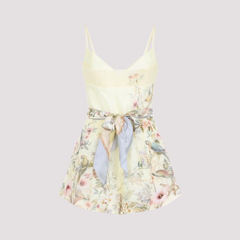 lemon yellow linen rebellion fitted playsuit by Selfnex