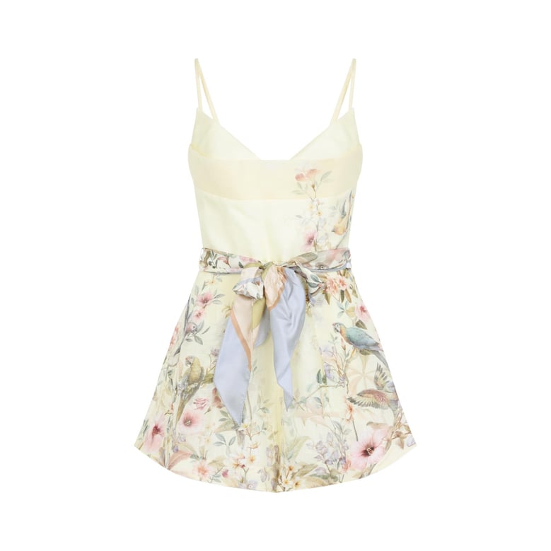 lemon yellow linen rebellion fitted playsuit by Selfnex