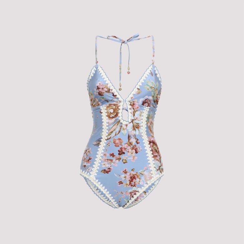 chambray blue awaken crochet 1 pc keyhole swimwear by Selfnex