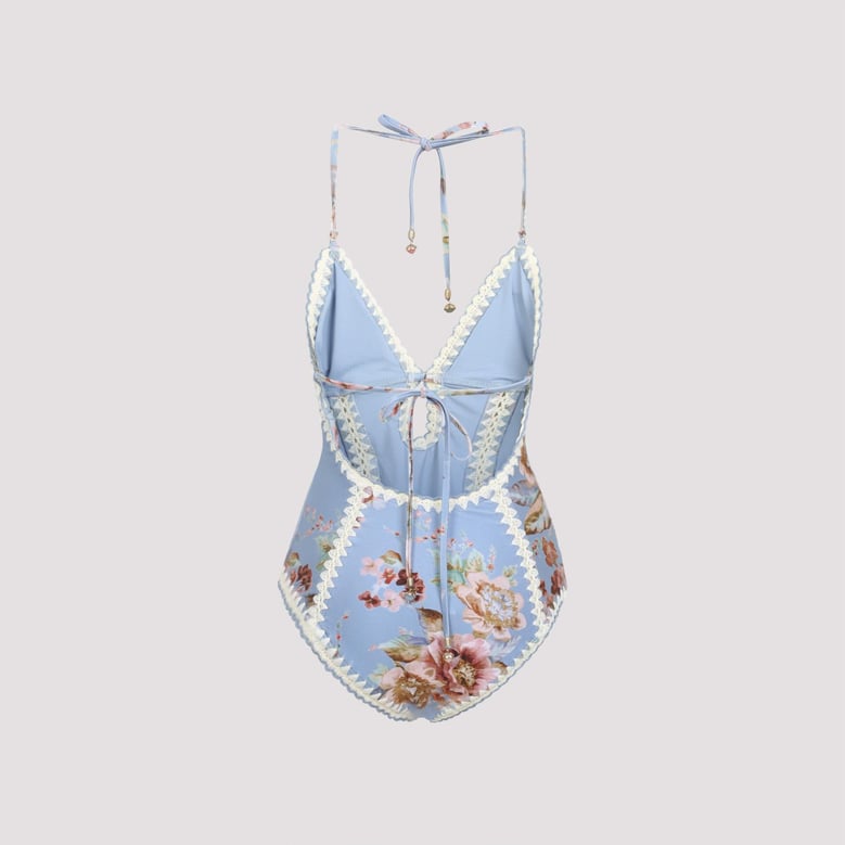 chambray blue awaken crochet 1 pc keyhole swimwear by Selfnex