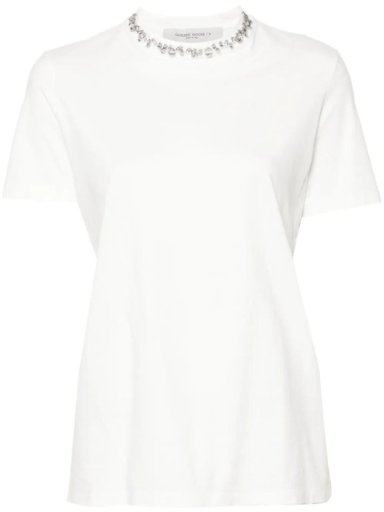 golden w`s regular t-shirt distressed cotton jersey with embroidery by Selfnex