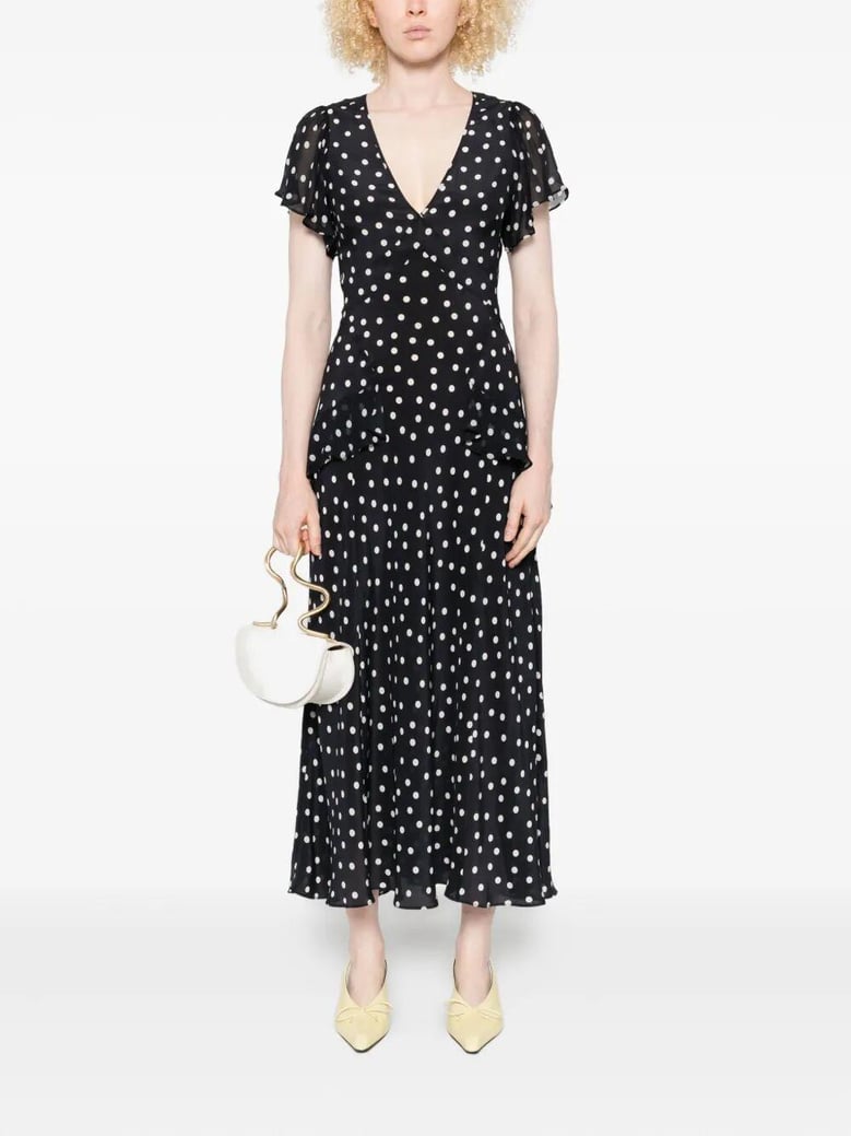 evie dress bohemia spot deep navy by Selfnex