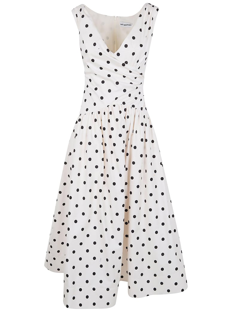 polka dot cotton midi dress by Selfnex