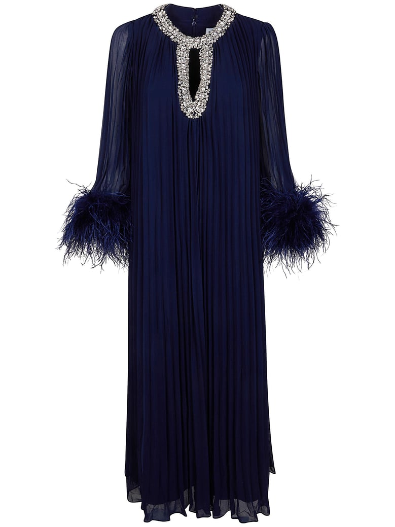 chiffon feather midi dress by Selfnex