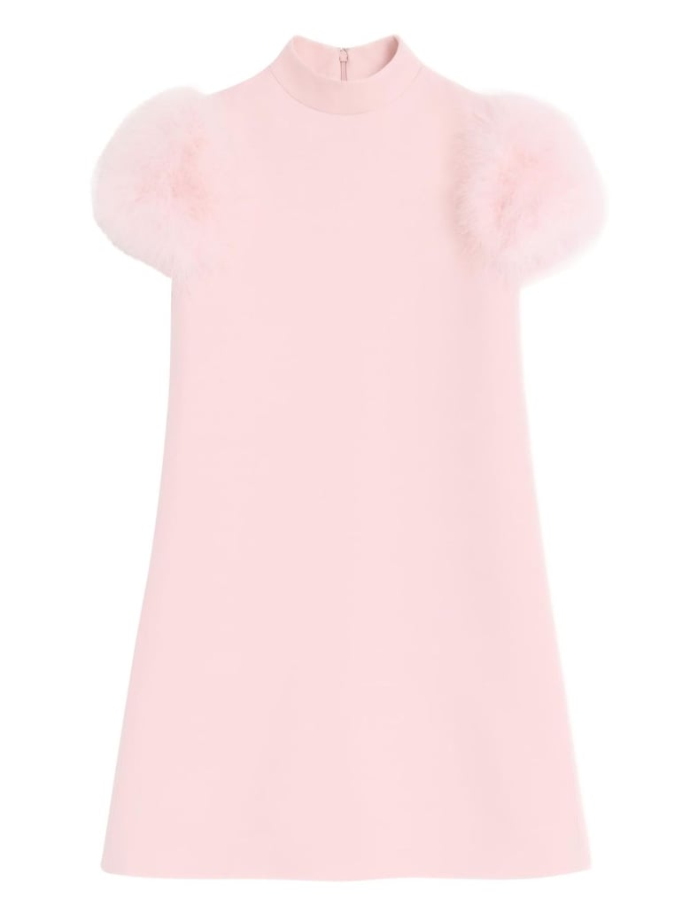 feathered wool and silk dress by Selfnex