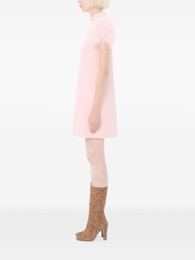 feathered wool and silk dress by Selfnex