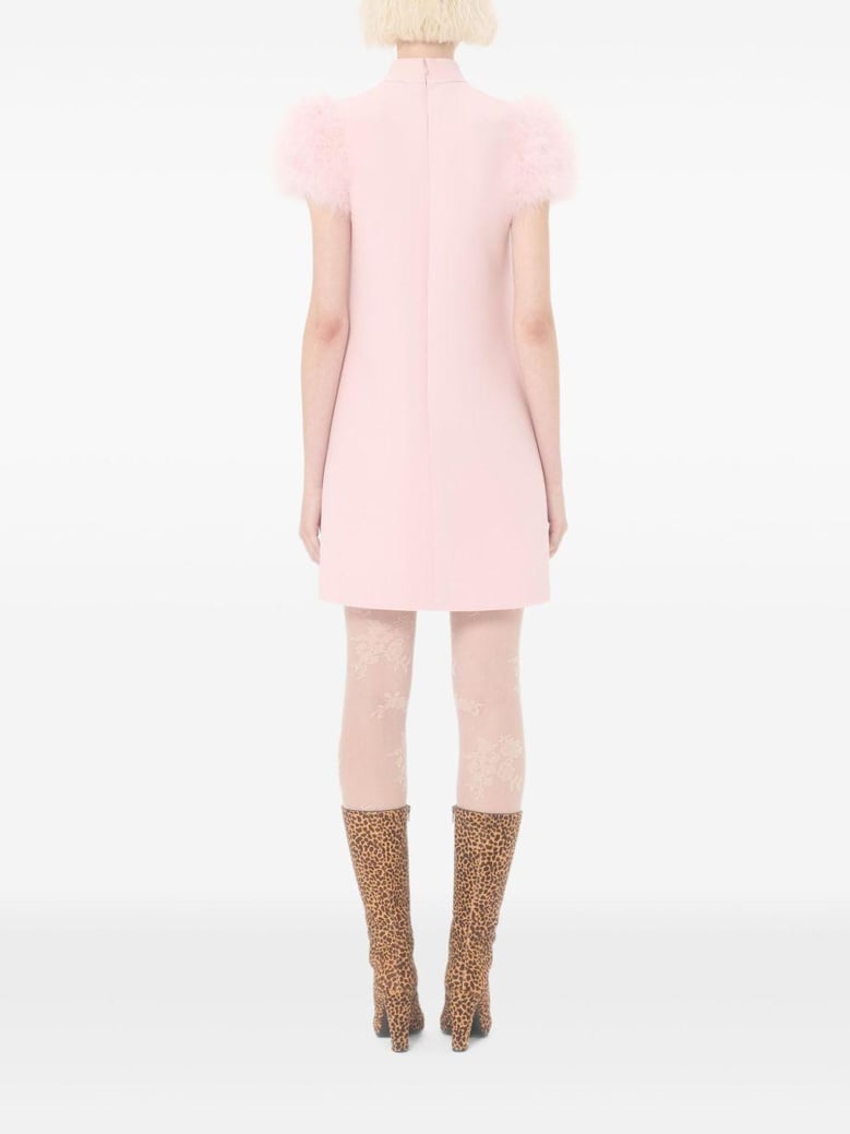 feathered wool and silk dress by Selfnex