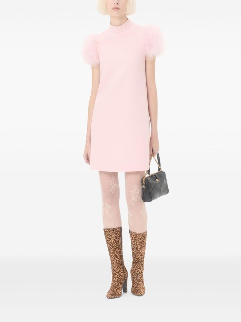 feathered wool and silk dress by Selfnex