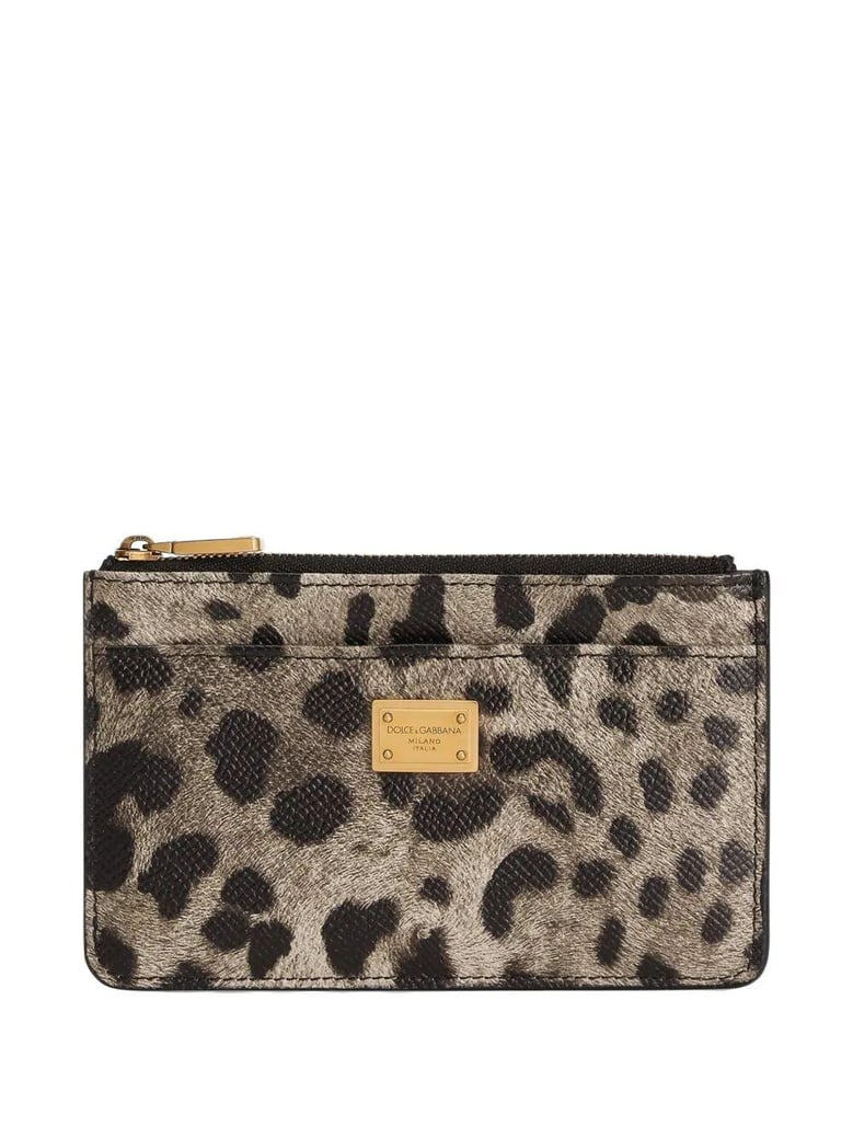 leopard-print dauphine leather card holder by Selfnex