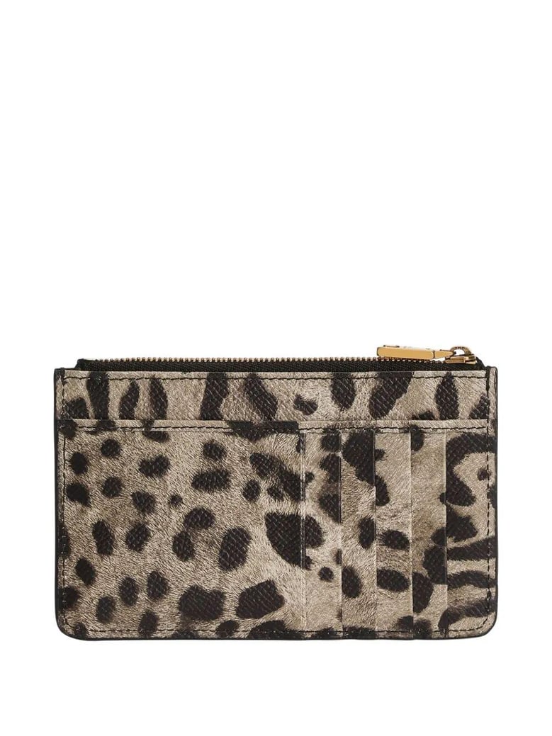 leopard-print dauphine leather card holder by Selfnex