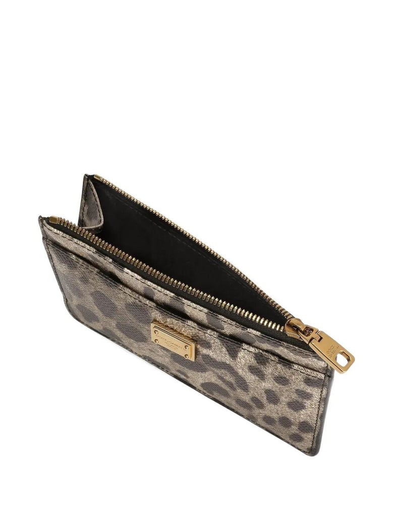 leopard-print dauphine leather card holder by Selfnex