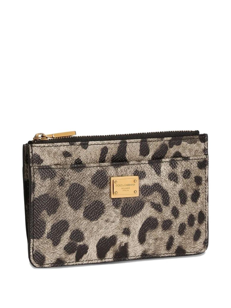 leopard-print dauphine leather card holder by Selfnex