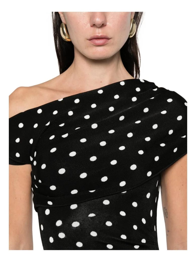 polka dot knit mini dress by Selfnex