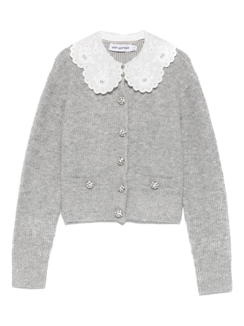 lace collar cardigan by Selfnex