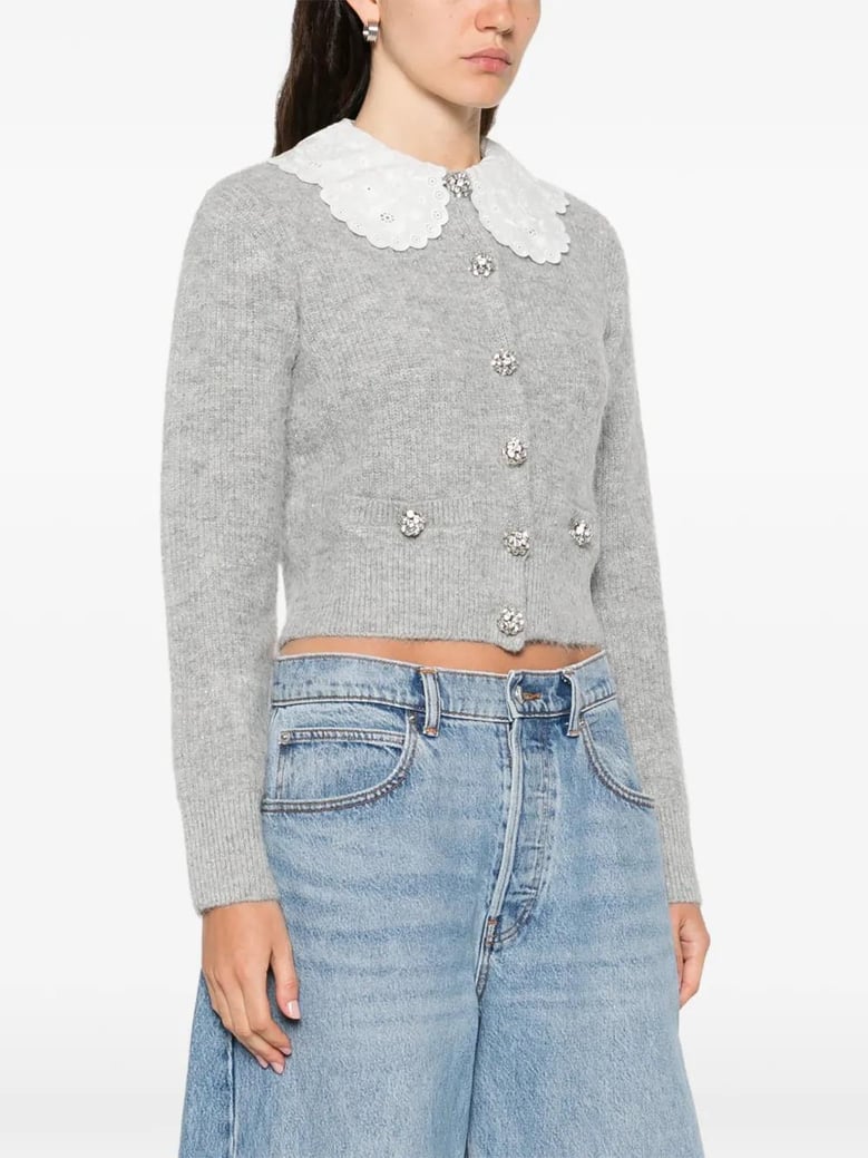 lace collar cardigan by Selfnex