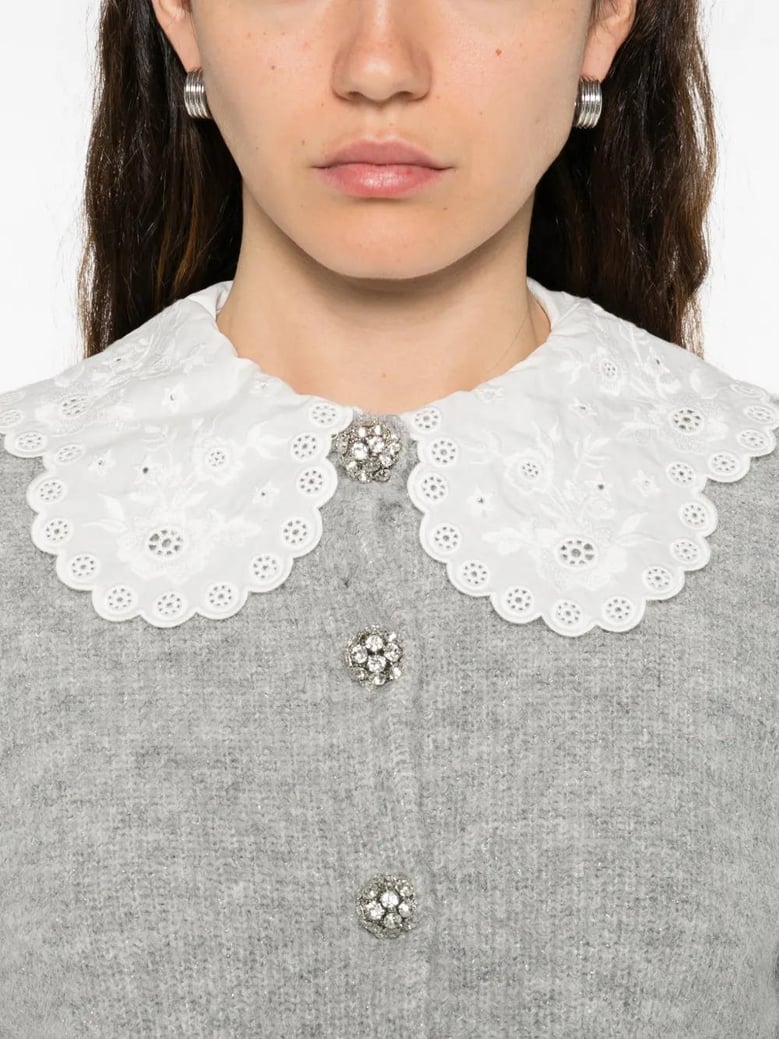 lace collar cardigan by Selfnex