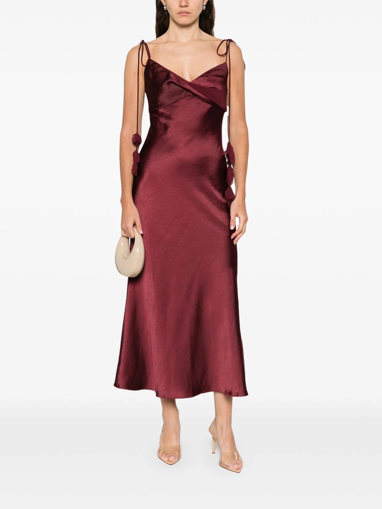 satin flower midi dress by Selfnex