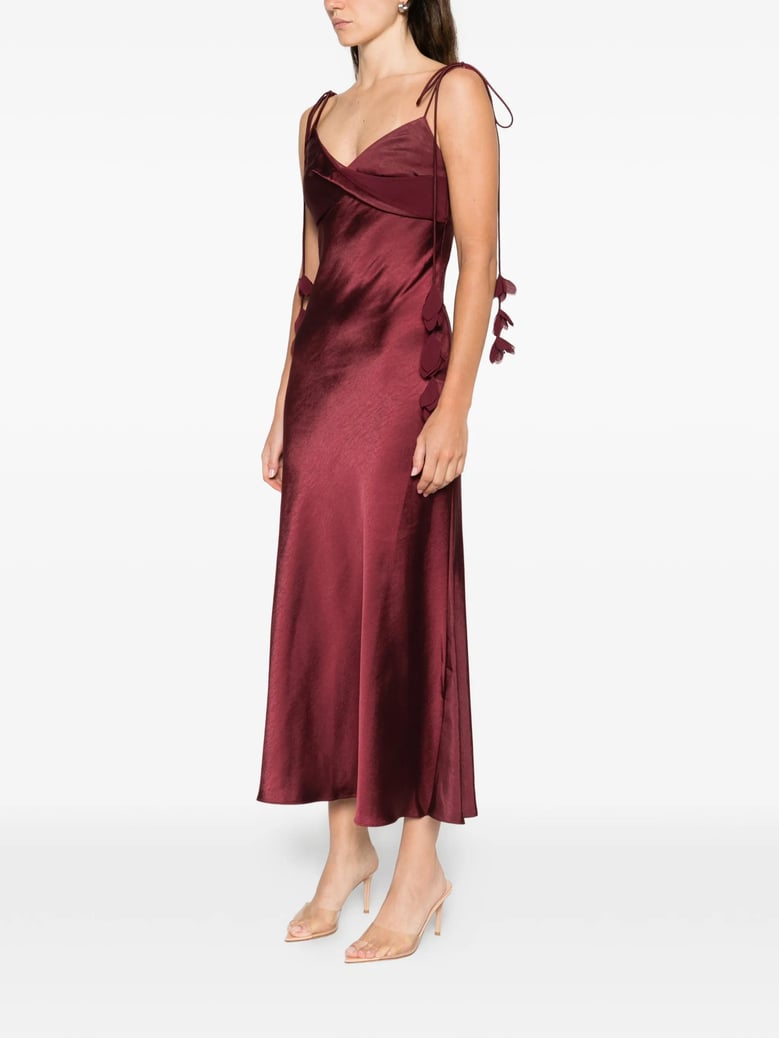 satin flower midi dress by Selfnex
