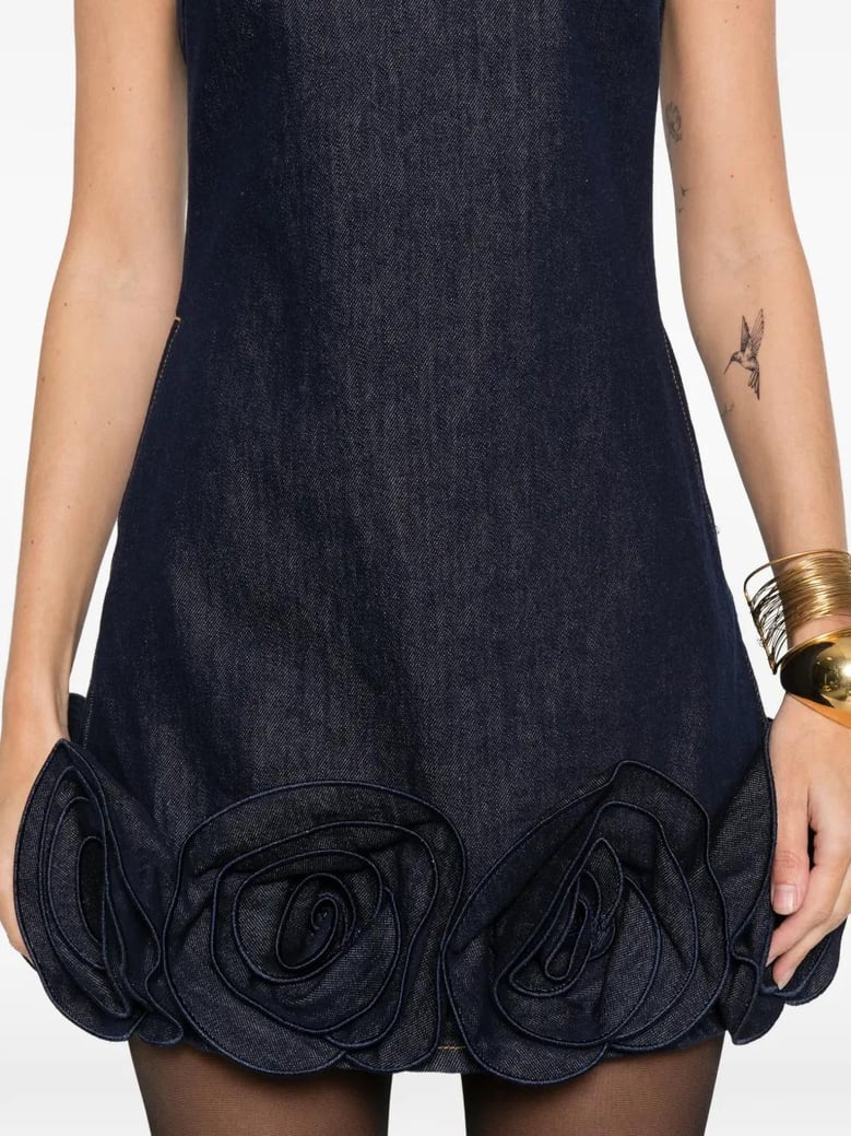 denim 3d flower mini dress by Selfnex